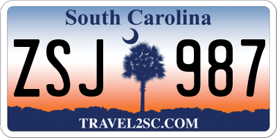 SC license plate ZSJ987