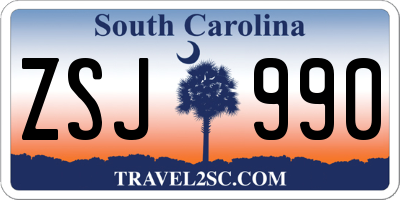SC license plate ZSJ990