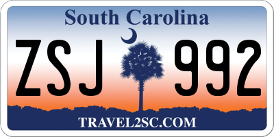 SC license plate ZSJ992
