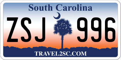 SC license plate ZSJ996