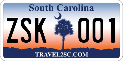 SC license plate ZSK001