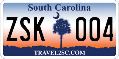 SC license plate ZSK004