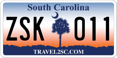SC license plate ZSK011