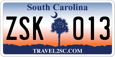 SC license plate ZSK013