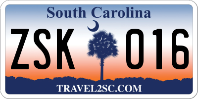 SC license plate ZSK016