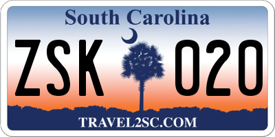 SC license plate ZSK020