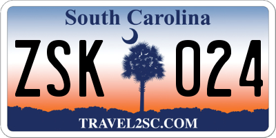 SC license plate ZSK024