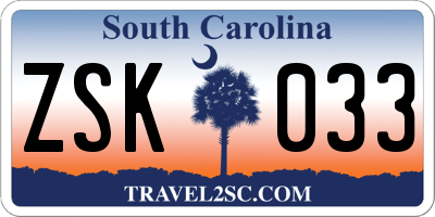 SC license plate ZSK033