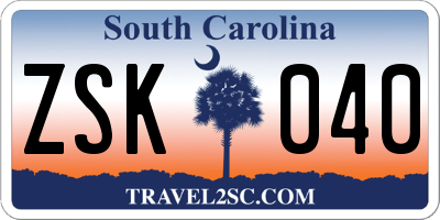 SC license plate ZSK040