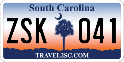 SC license plate ZSK041