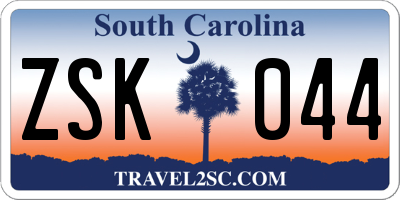 SC license plate ZSK044