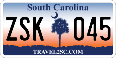 SC license plate ZSK045