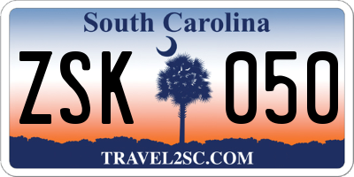 SC license plate ZSK050