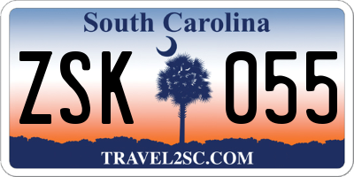 SC license plate ZSK055