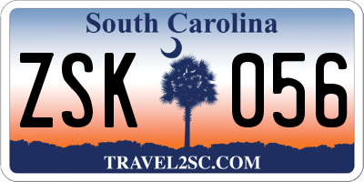 SC license plate ZSK056