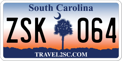 SC license plate ZSK064