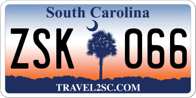 SC license plate ZSK066