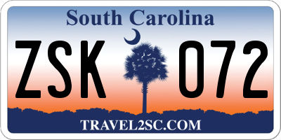 SC license plate ZSK072
