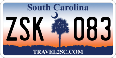 SC license plate ZSK083