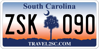 SC license plate ZSK090
