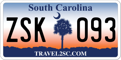 SC license plate ZSK093