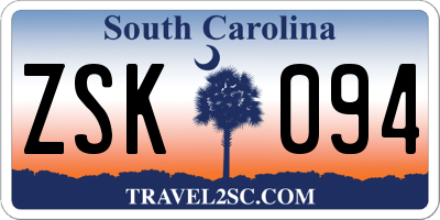 SC license plate ZSK094