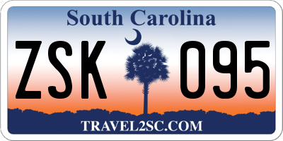 SC license plate ZSK095