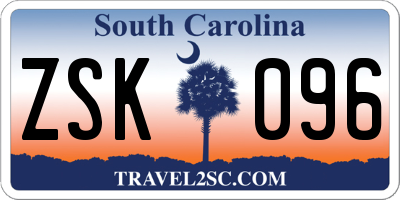 SC license plate ZSK096