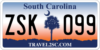 SC license plate ZSK099