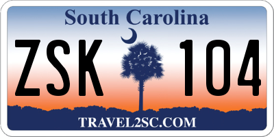 SC license plate ZSK104