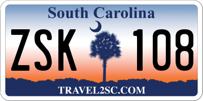 SC license plate ZSK108