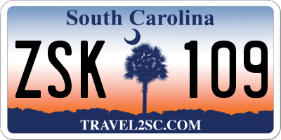 SC license plate ZSK109