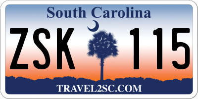 SC license plate ZSK115