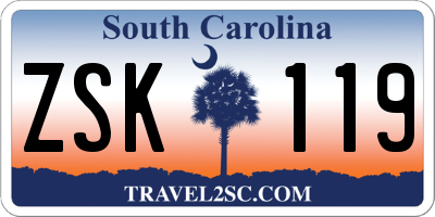 SC license plate ZSK119