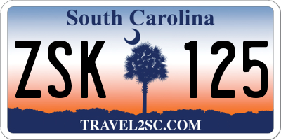 SC license plate ZSK125