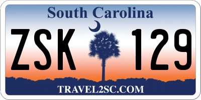 SC license plate ZSK129