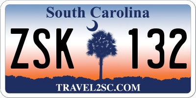 SC license plate ZSK132