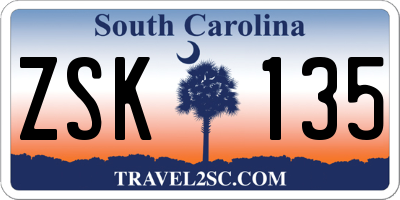 SC license plate ZSK135