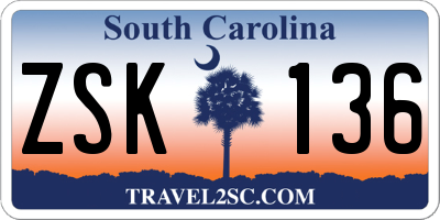 SC license plate ZSK136