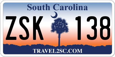 SC license plate ZSK138