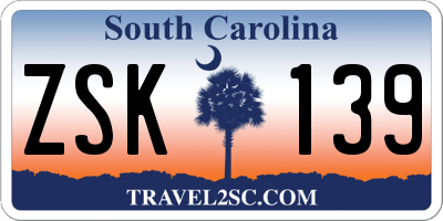 SC license plate ZSK139