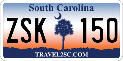 SC license plate ZSK150