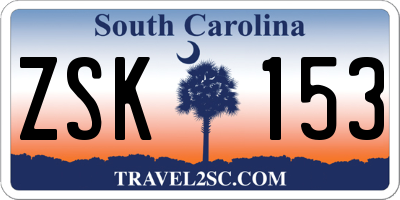 SC license plate ZSK153