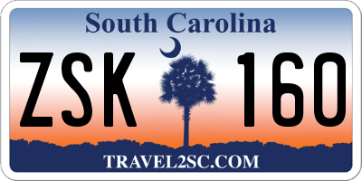 SC license plate ZSK160