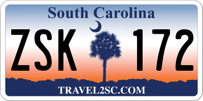 SC license plate ZSK172