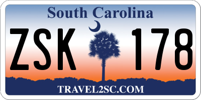 SC license plate ZSK178