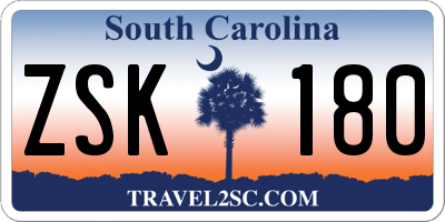 SC license plate ZSK180