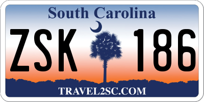 SC license plate ZSK186