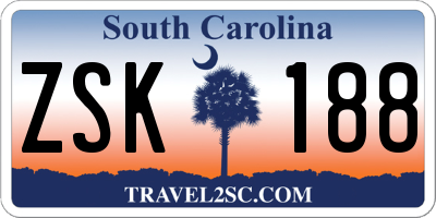 SC license plate ZSK188