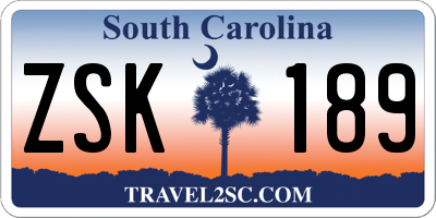 SC license plate ZSK189